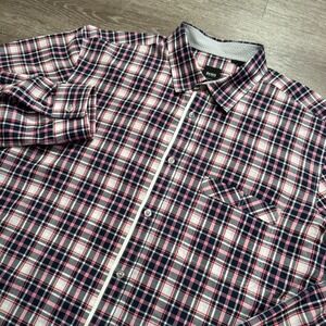 Hugo Boss Shirt Mens XL Pink Plaid Slim Fit Button Up Pocket Preppy Casual Adult